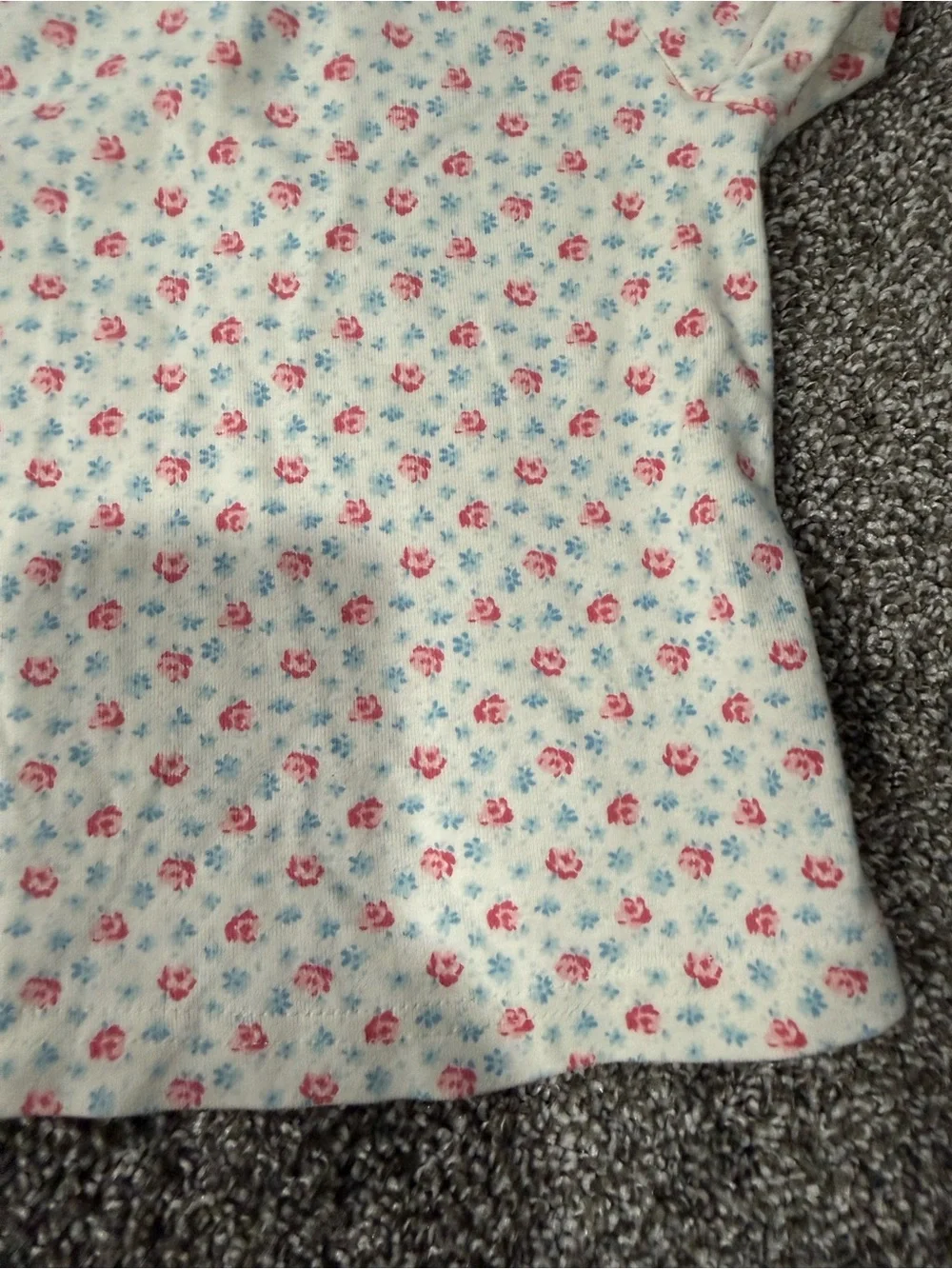 Vintage Gymboree Cream Tee with Pink & Blue Floral Print